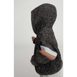 Chunky Ribbed Knit Long Sleeve Front Pocket Boxy Fit Hooded Sweater