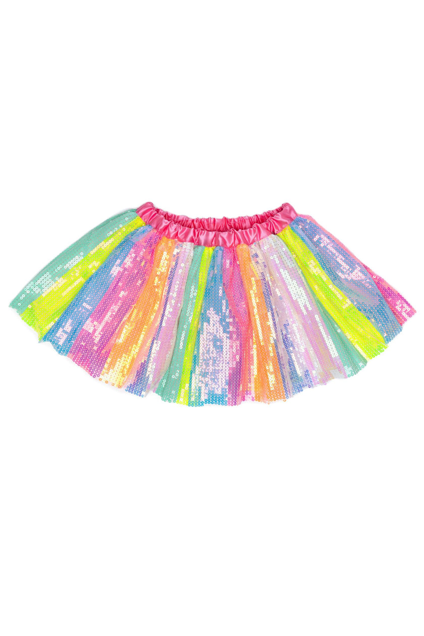 Sequins Skirt with Satin Waistband