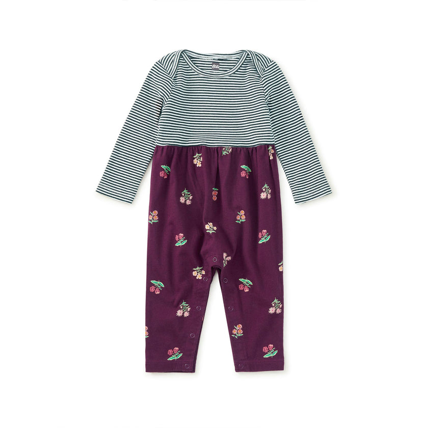 Print Mix Baby Romper, Midnight Posy