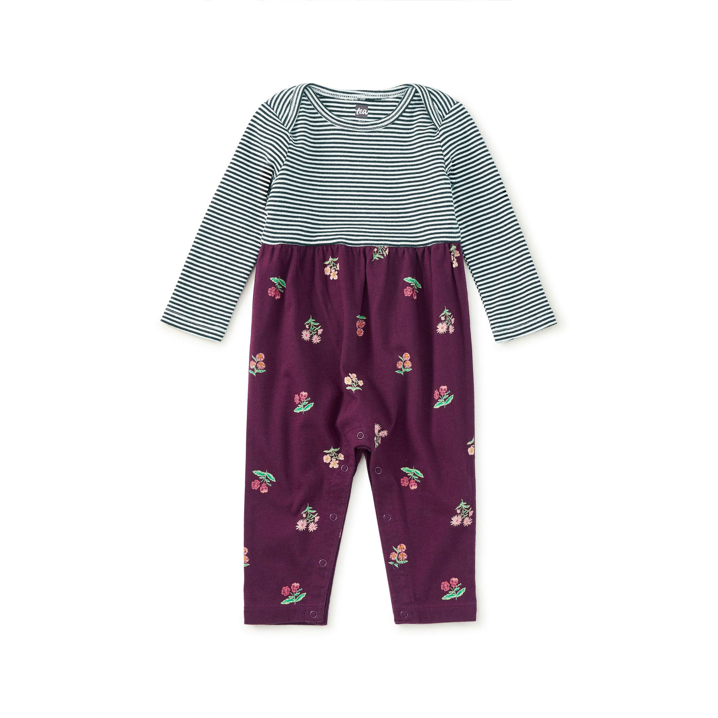Print Mix Baby Romper, Midnight Posy