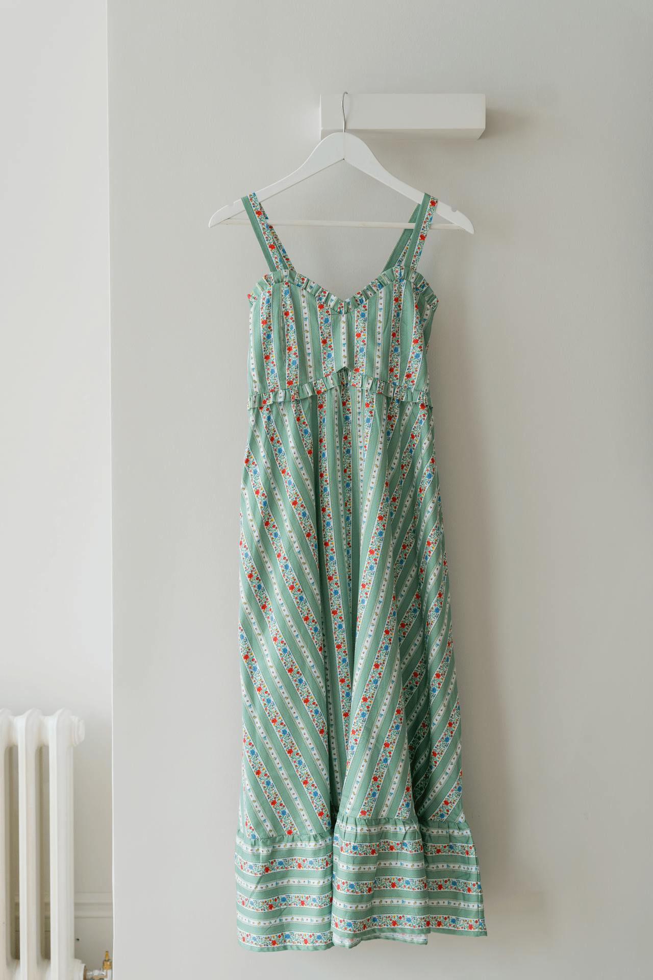 Sage Floral Stripe Toledo Women Midi Dress