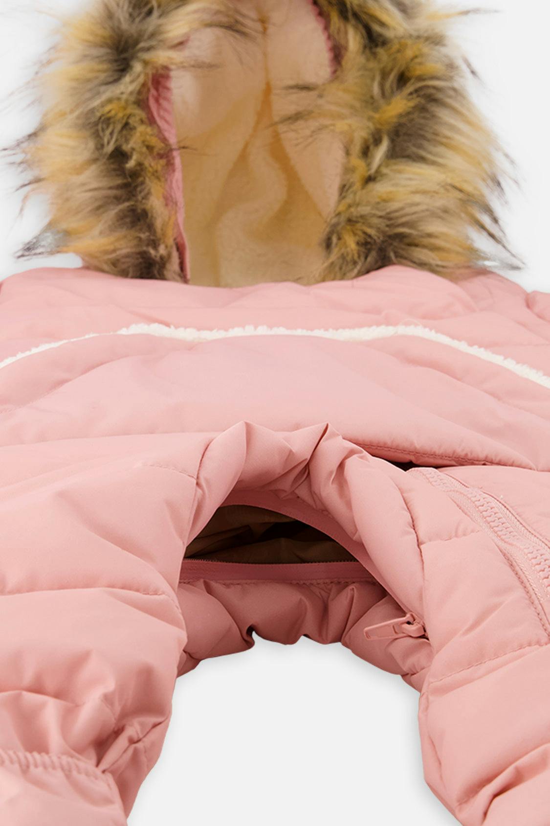 Baby Snug One Piece Snowsuit Adapted For Car Seats Pale Dusty Pink