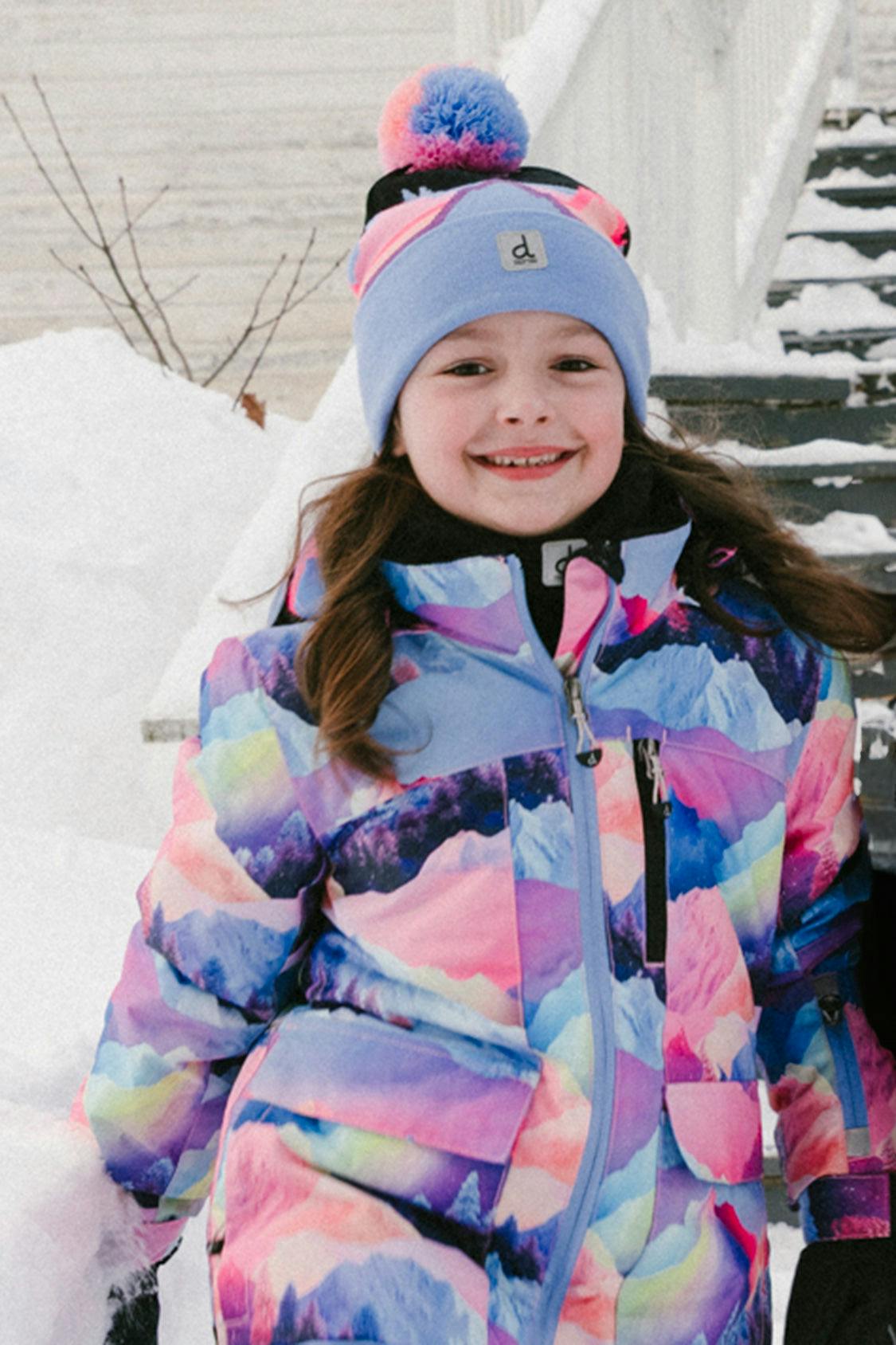 Two Piece Play Snowsuit Pink Mountain Print With Blue Pants