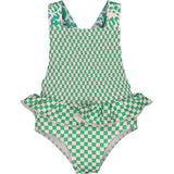 Squares Elastic Dotted Straps Swimsuit, Multi