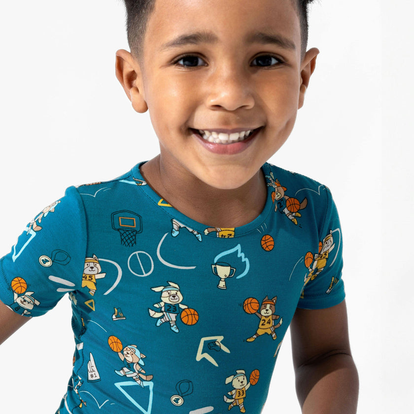 Basketball Pups Bamboo Kids Pajama Short Set