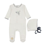 Heirloom Berry Footie & Hat Set Ivory & Blue