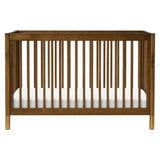 Gelato 4-in-1 Convertible Crib with Toddler Bed Conversion Kit in Natural Walnut & Gold Feet