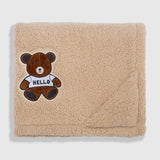 Cozy Switch Blanket – Reversible Sherpa & Mink Fleece Blanket with Embroidered Appliqué, Teddy Bears