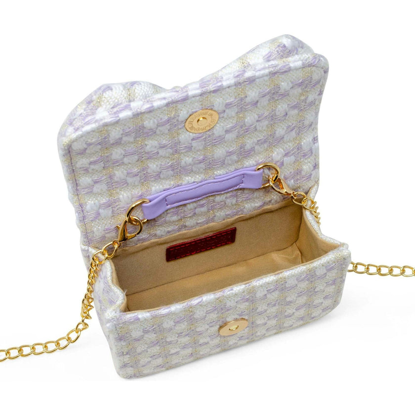 Girls Tweed Jumbo Pearl Bow Handbag