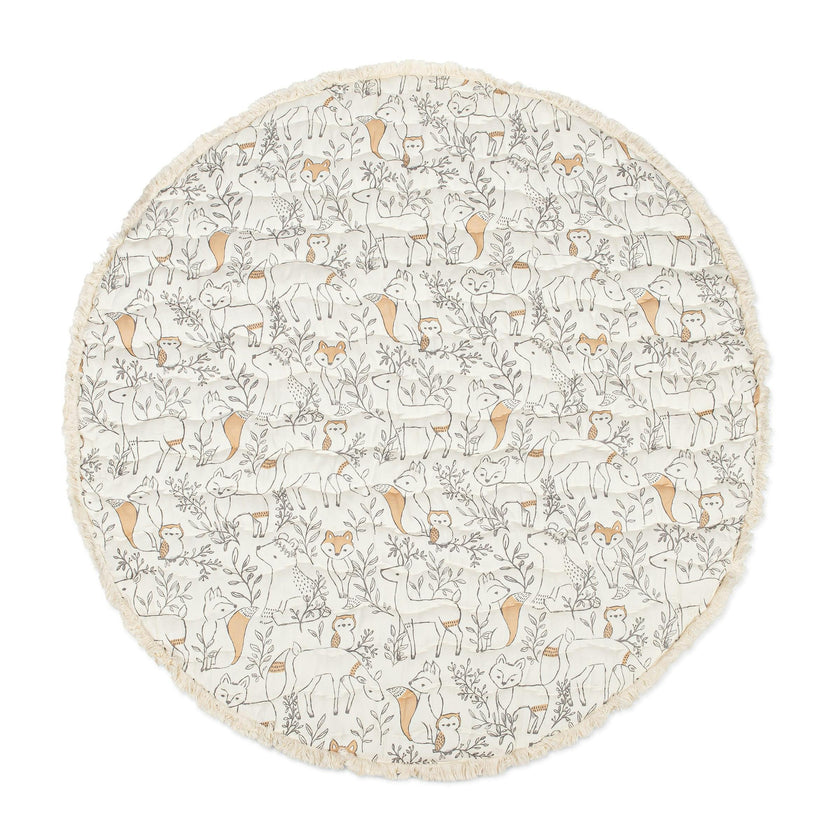 Ezra Woodland Animal Cotton Quilted Baby Play Mat