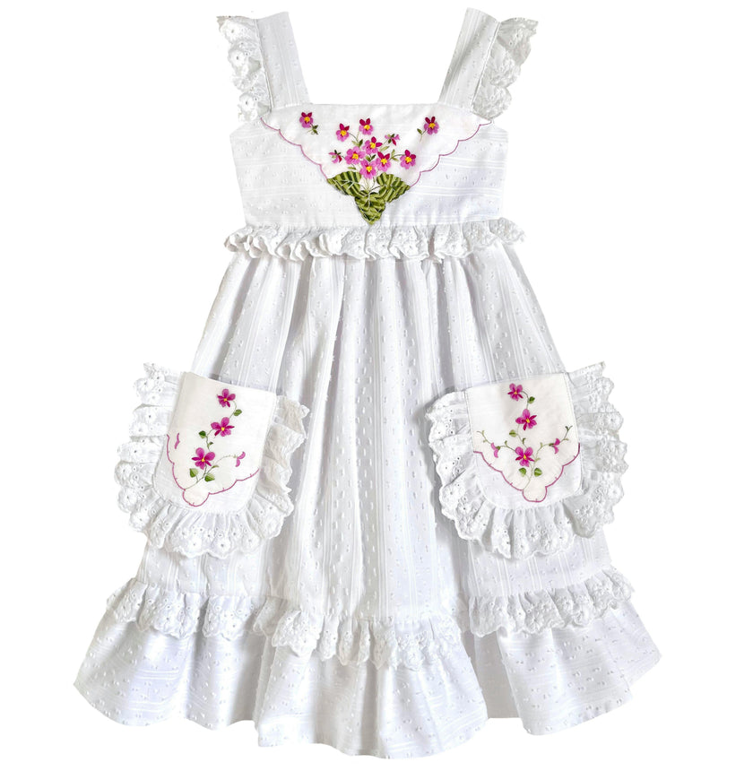4T Heirloom Handkerchief Dress - Magenta Floral
