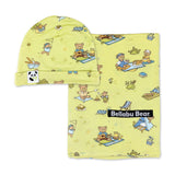 Teddy Picnic Bamboo Swaddle & Beanie Set