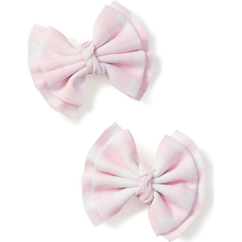 Girl's Twill Hair Bows in Pink Gingham