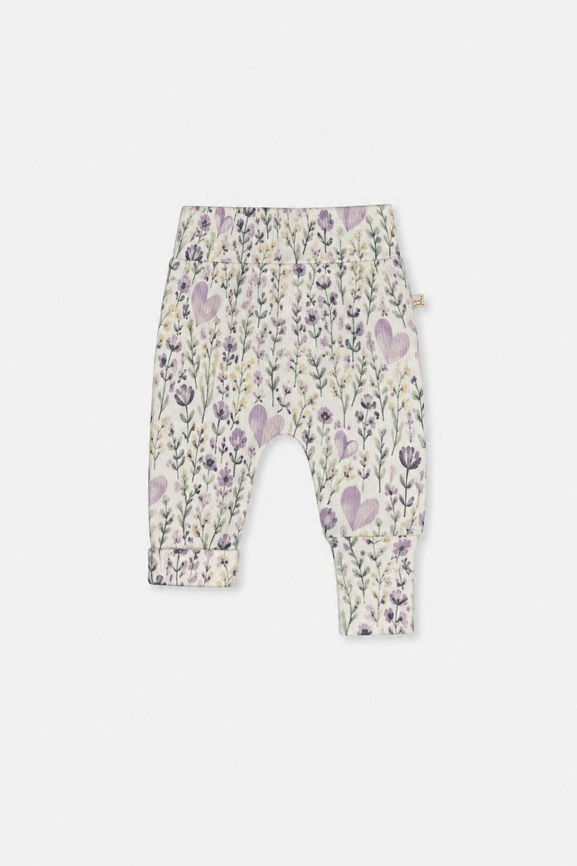 Organic Cotton Evolutive Pants Beige With Heart Print