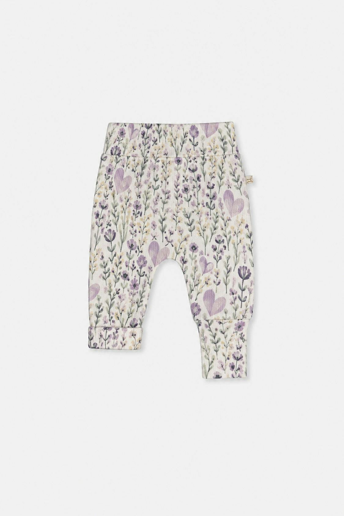 Organic Cotton Evolutive Pants Beige With Heart Print
