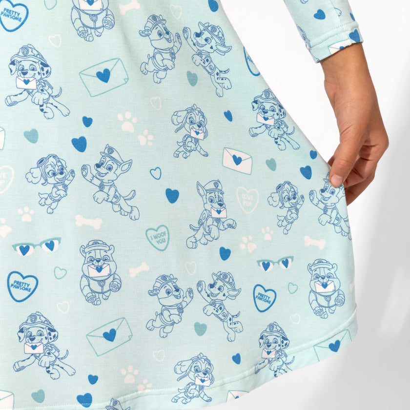 PAW Patrol: Love Paws Blue Bamboo Girls' Long Sleeve Dress