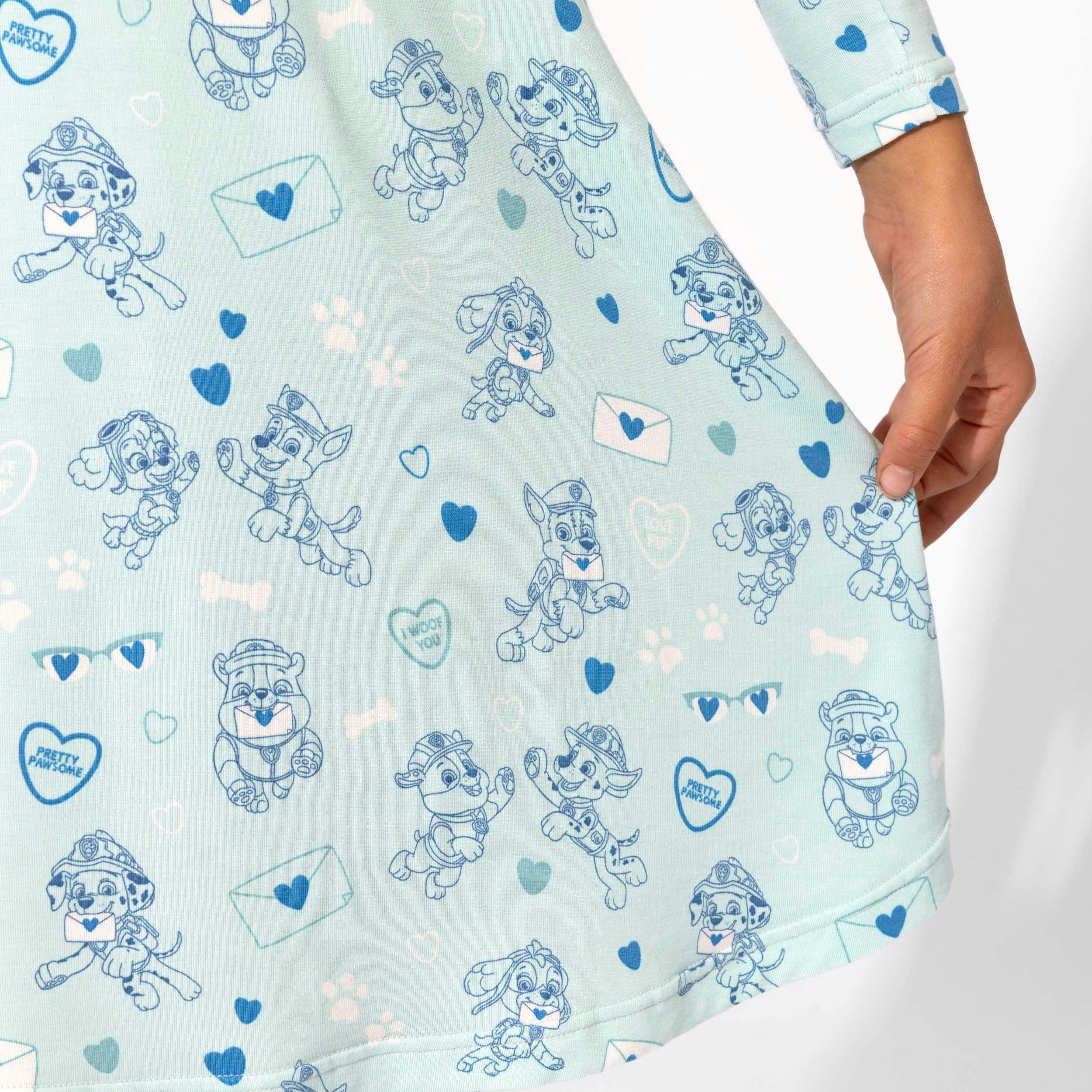 PAW Patrol: Valentine's Blue Bamboo Girls' Long Sleeve Dress