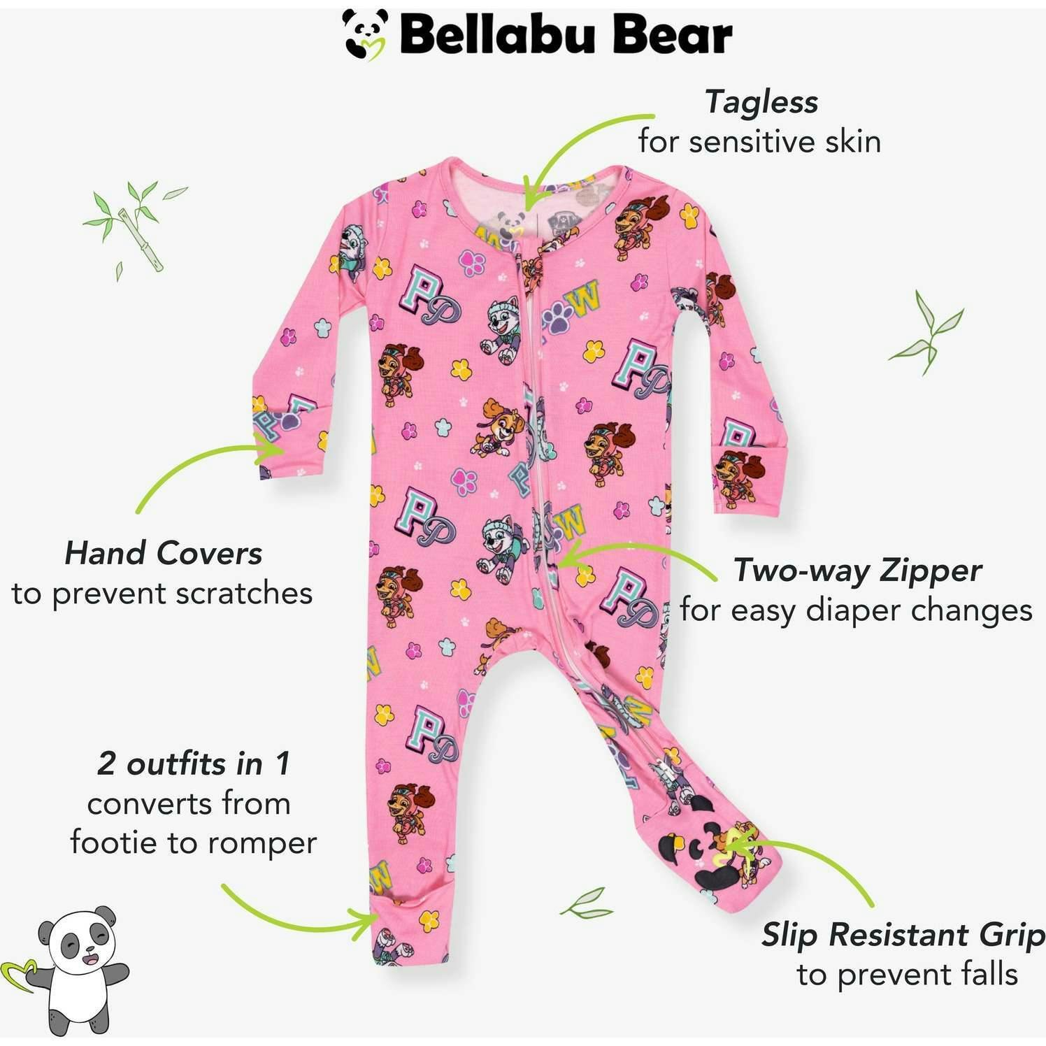 PAW Patrol: Varsity Pink Bamboo Convertible Footie