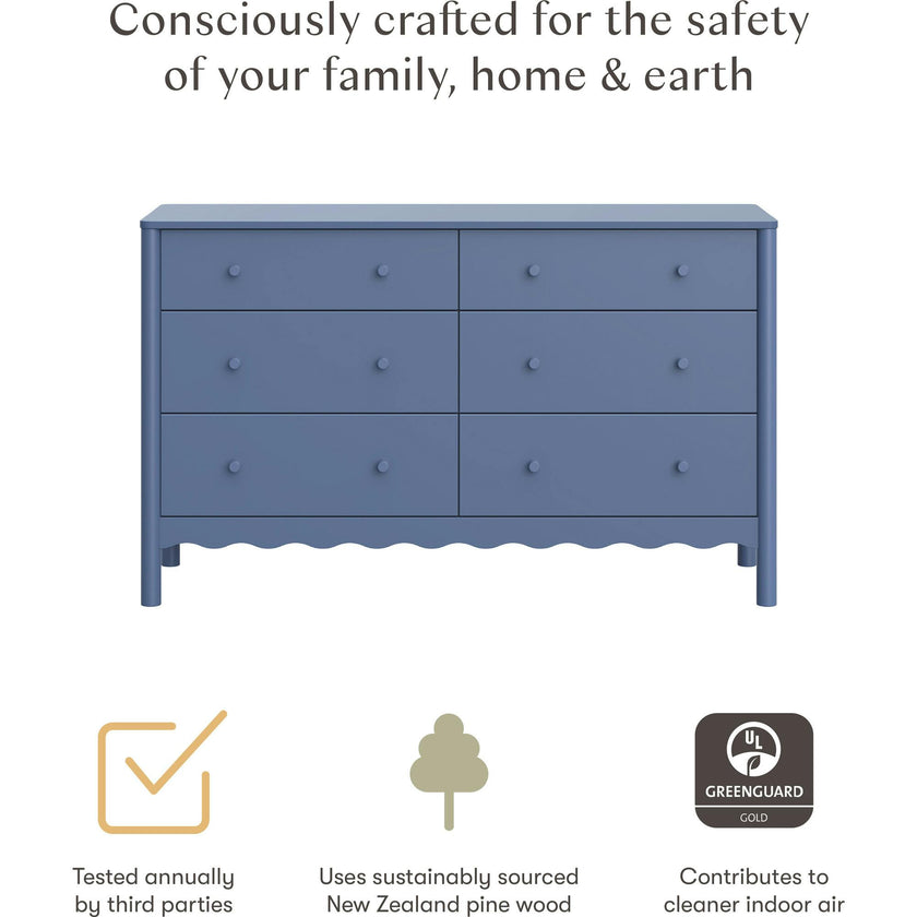 Swell 6-Drawer Assembled Dresser in Cove Blue