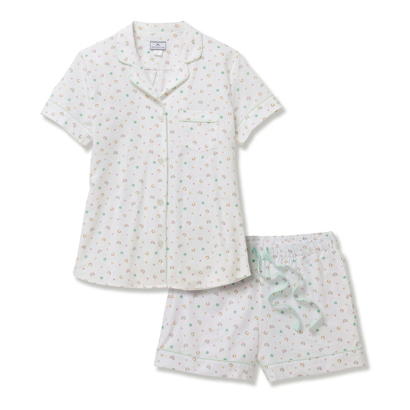 Women's Twill Short Sleeve Short Set in Good Luck Charms