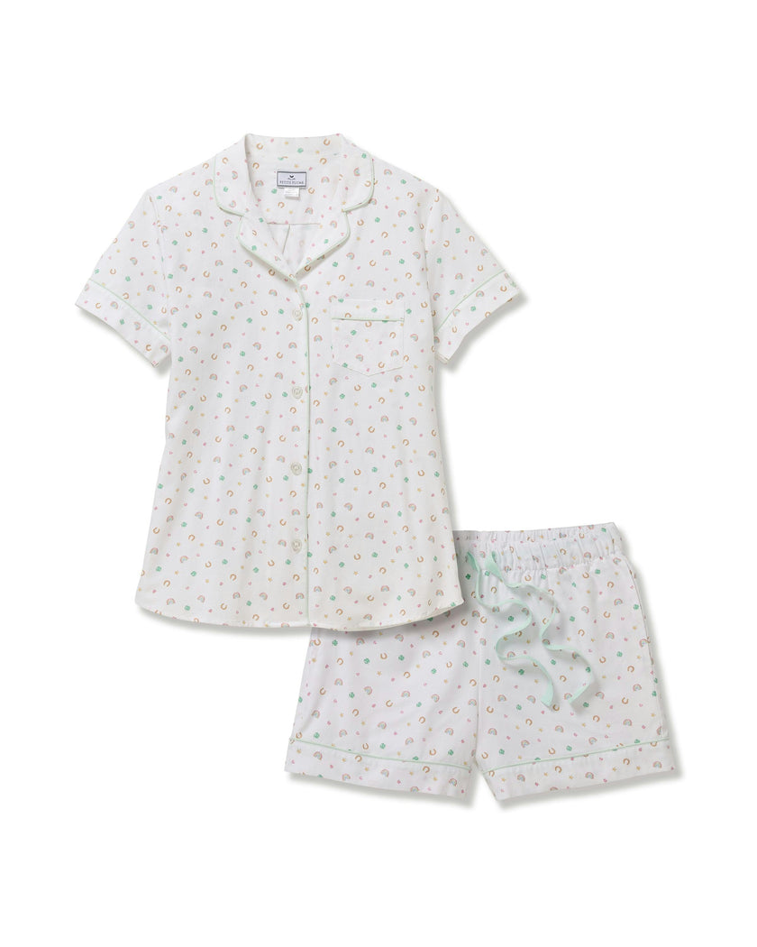 Women's Twill Short Sleeve Short Set in Good Luck Charms