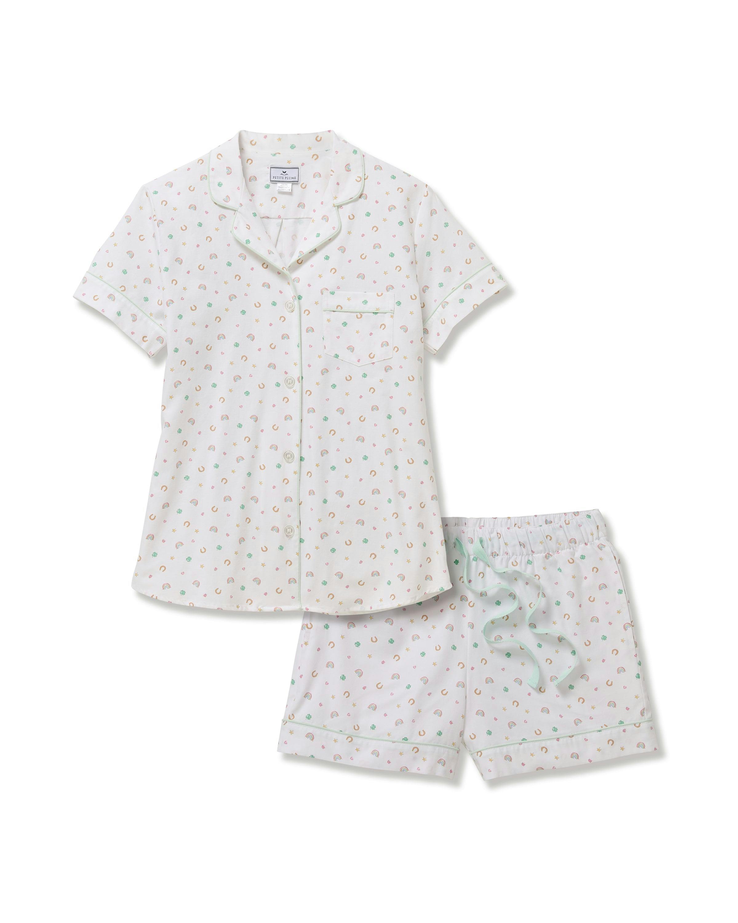 Women's Twill Short Sleeve Short Set in Good Luck Charms