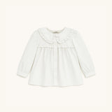 Ruffle Trim Blouse in White
