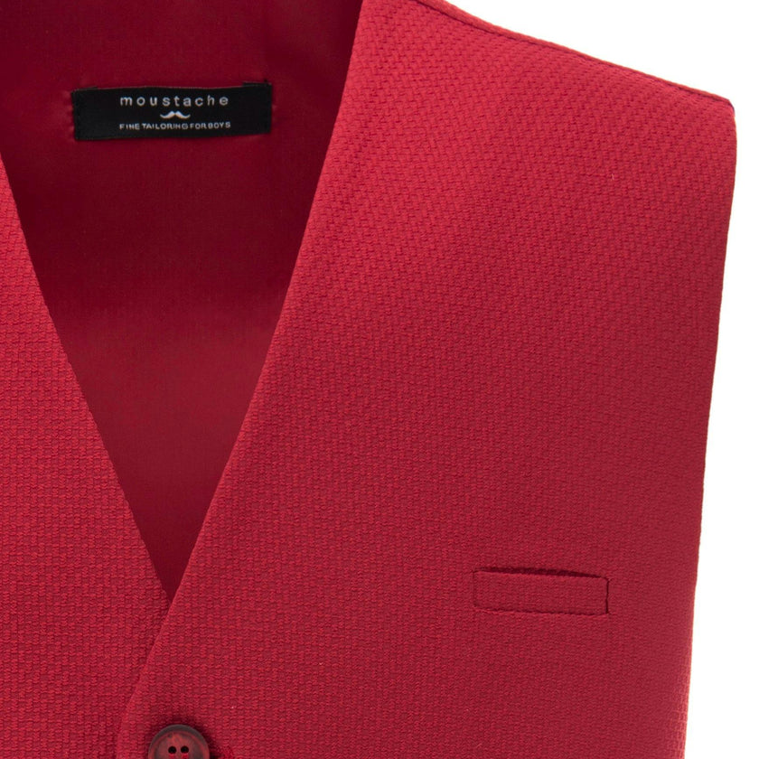 Red Solid Vest & Bowtie