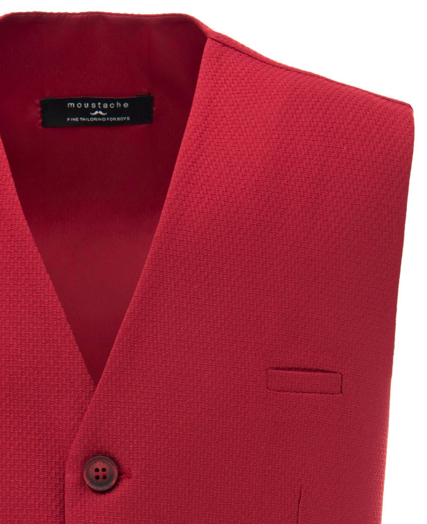 Red Solid Vest & Bowtie