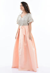 Peach Arcola Glimmer Tulle Gown