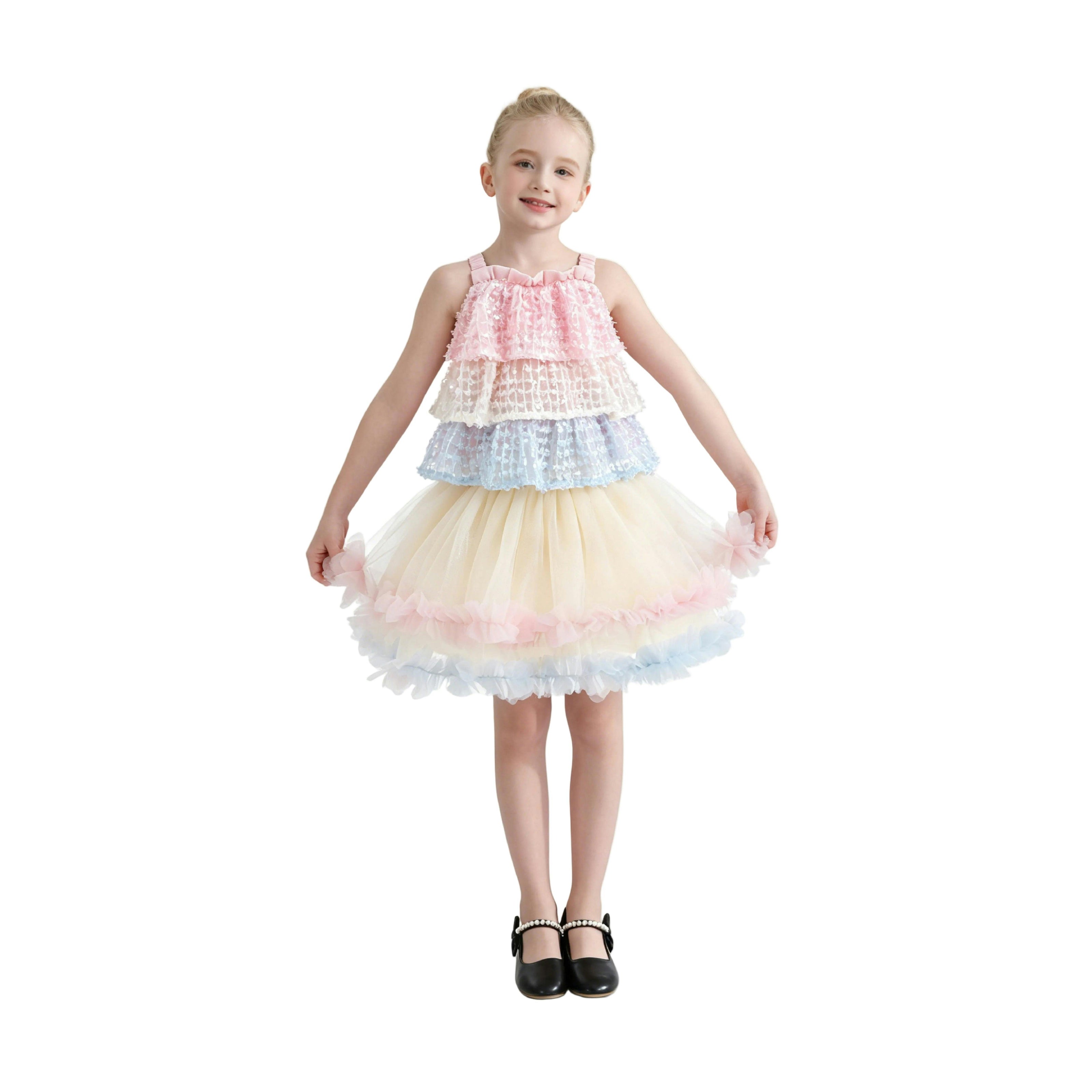 Pink Pastel Elunara Ruffle Set with Hair Clip