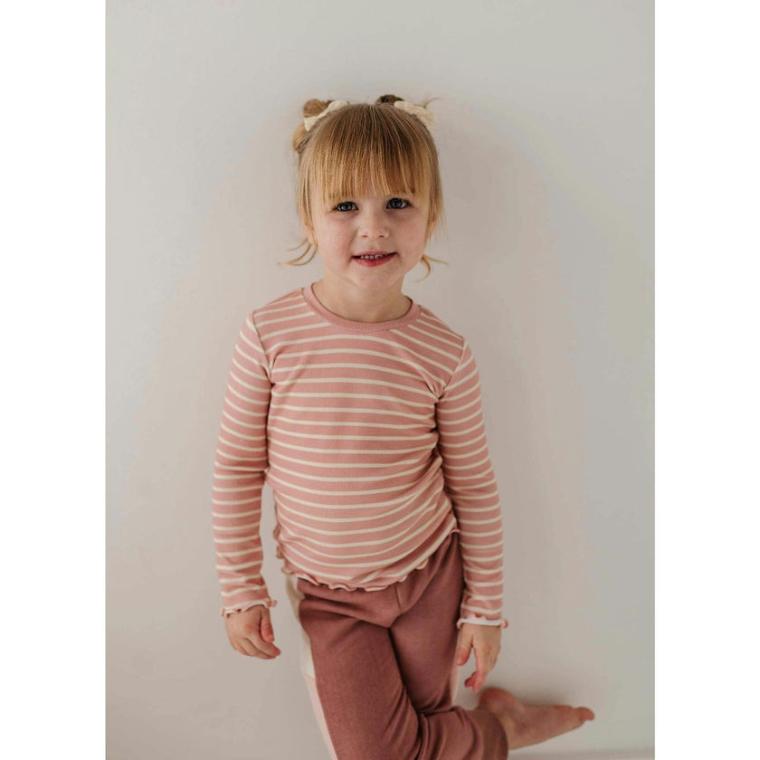 Lettuce Hem Tee Misty Rose Stripe
