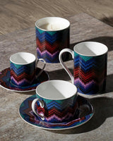 Tea Cup & Saucer STARLIGHT  Set of 6 in Luxury Box - Ø 8,5 X H 6 Cm Cap. 22 Cl. - S.15,5 Cm