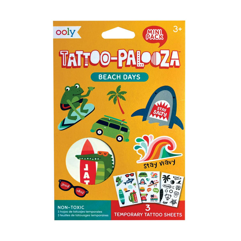 Tattoo Palooza Temporary Tattoos Mini Pack - Beach Days - 3 Sheets