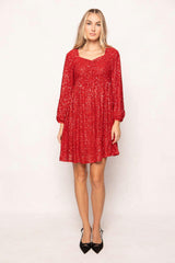 Jewel Dress in Red Sequin
