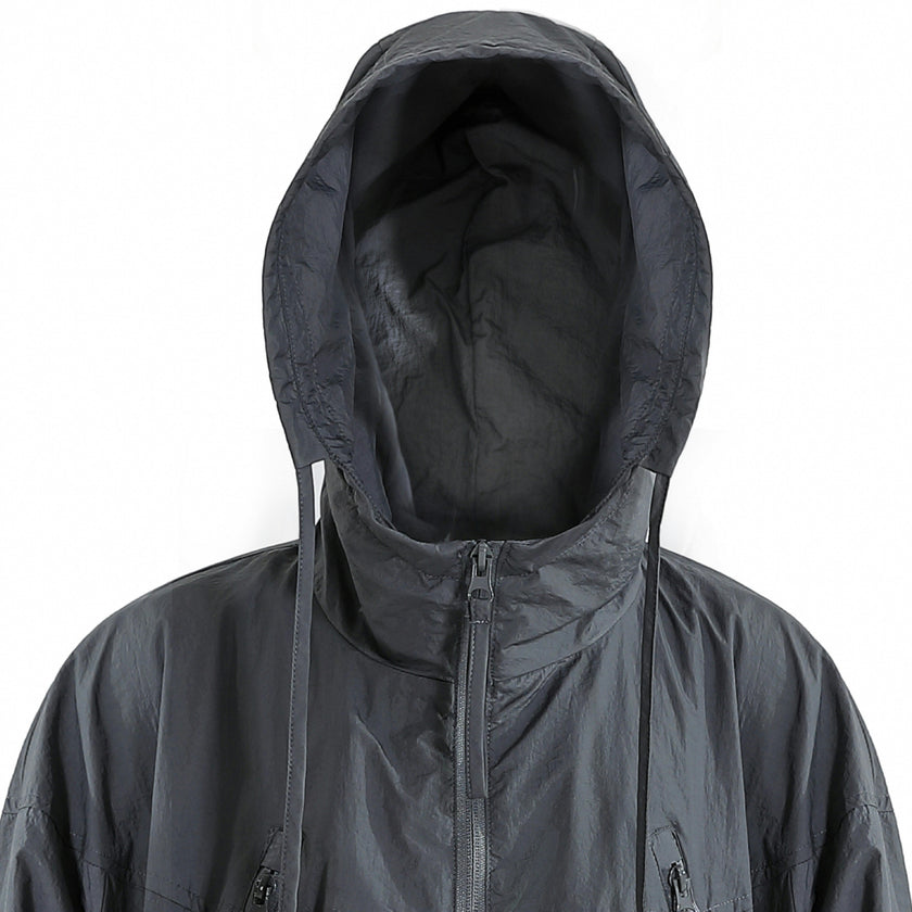 Dark Gray Hooded Windbreaker