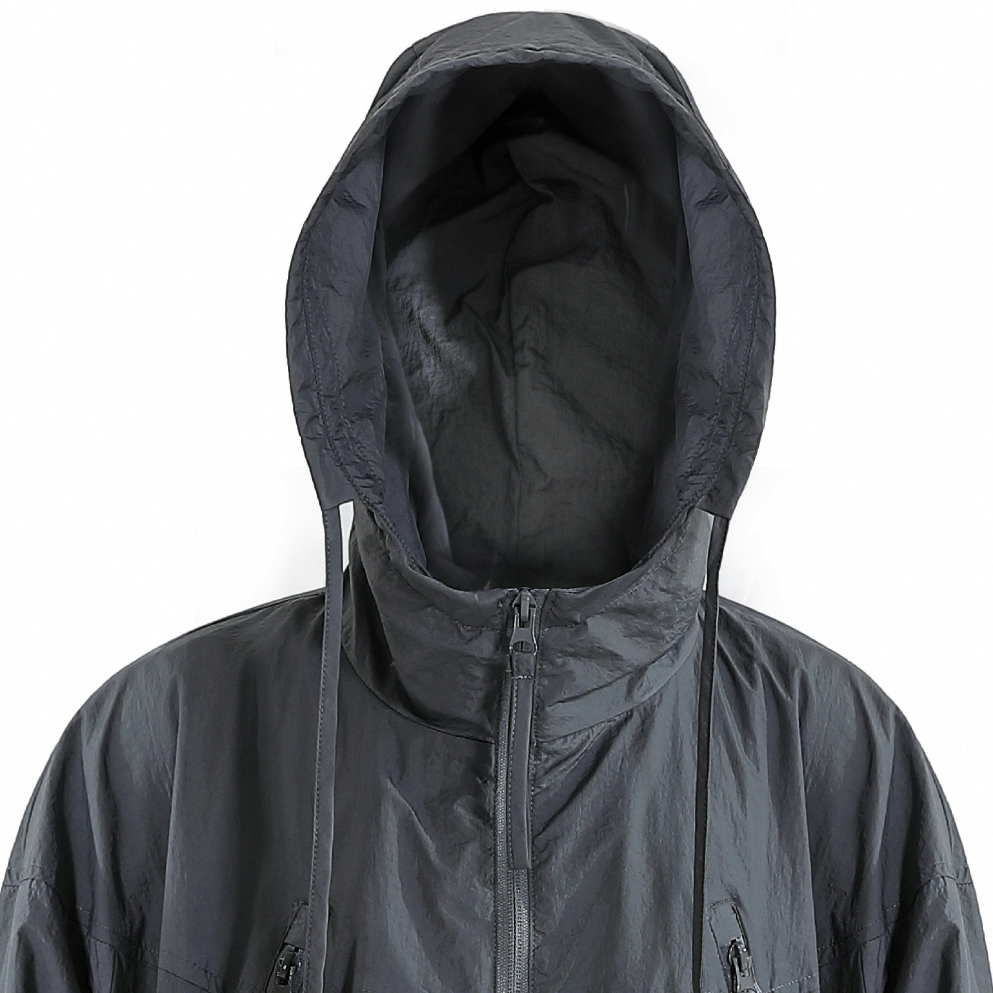 Dark Gray Hooded Windbreaker