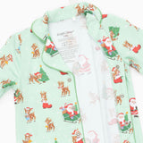Vintage Reindeer & Santa Uni - Bamboo - Long Sleeve Coat Style Romper
