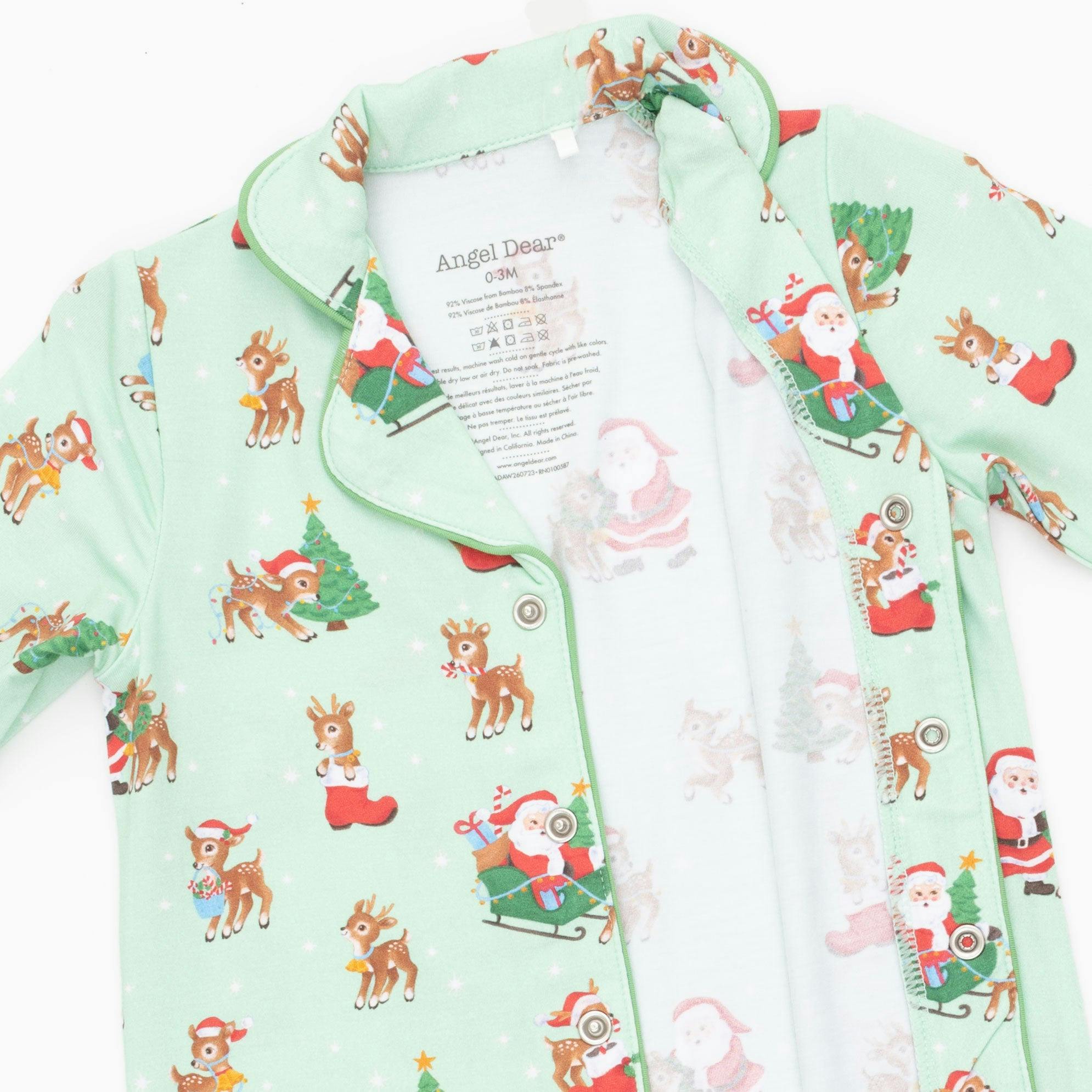 Vintage Reindeer & Santa Uni - Bamboo - Long Sleeve Coat Style Romper