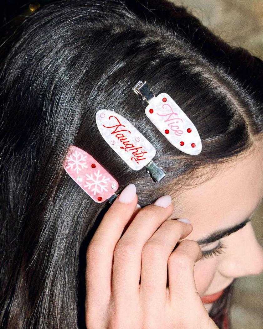 Naughty or Nice Hair Clips - 4 christmas clips