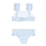 girls oasis blue gingham ruffle strap bikini