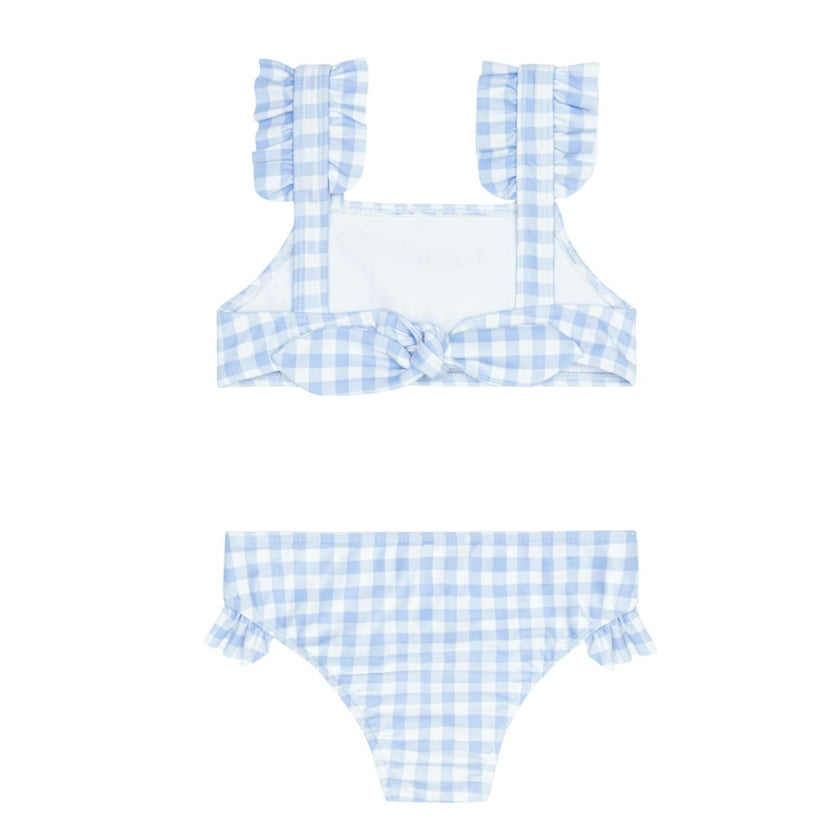 girls oasis blue gingham ruffle strap bikini