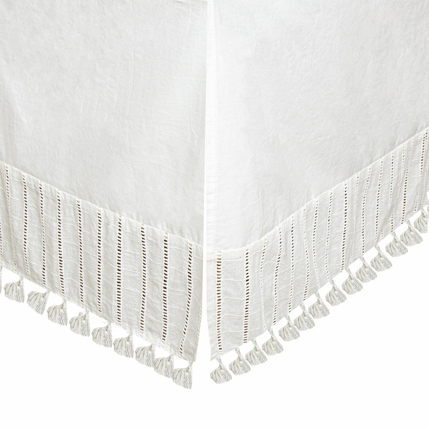 Off-White Boho Tassel Crib Skirt