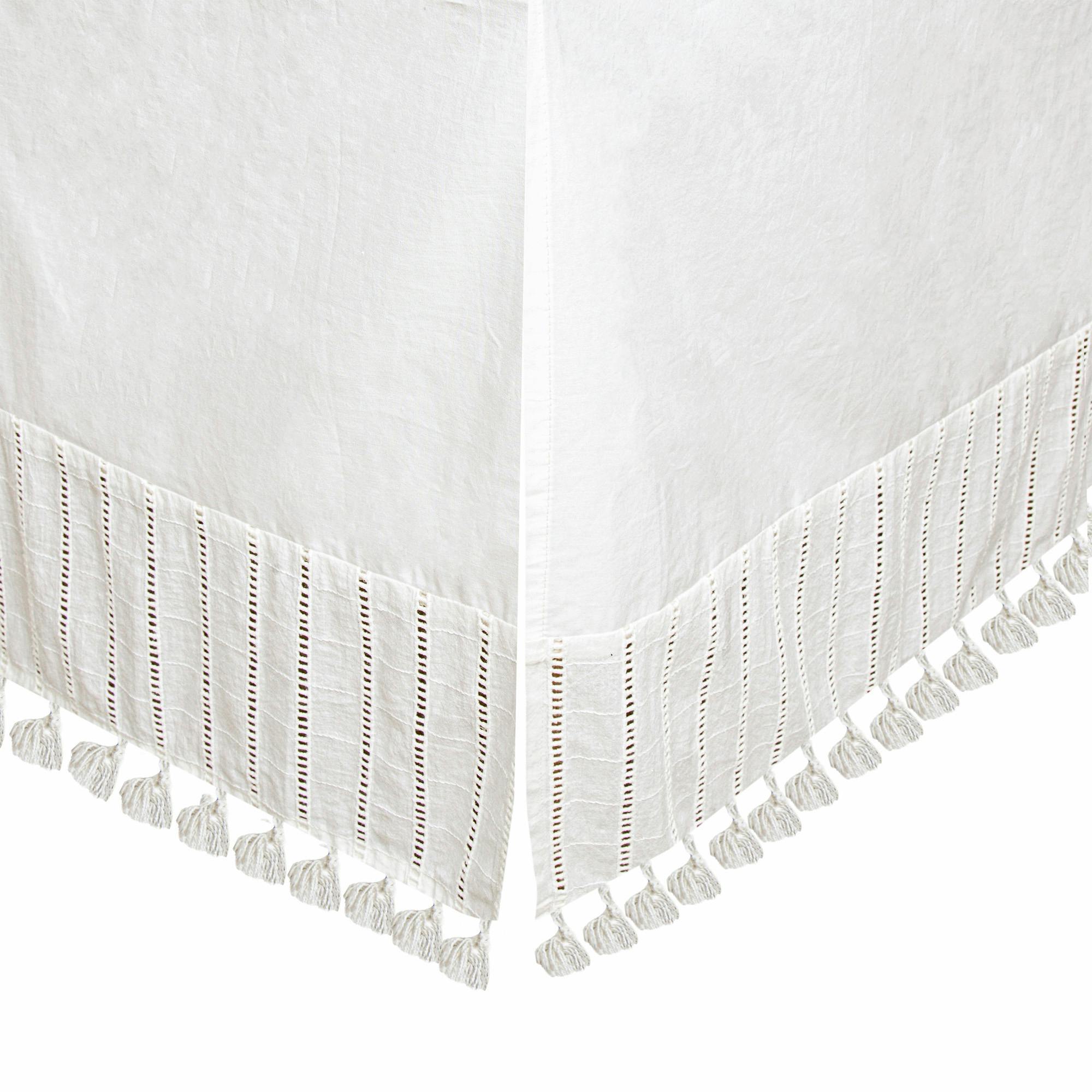 Off-White Boho Tassel Crib Skirt