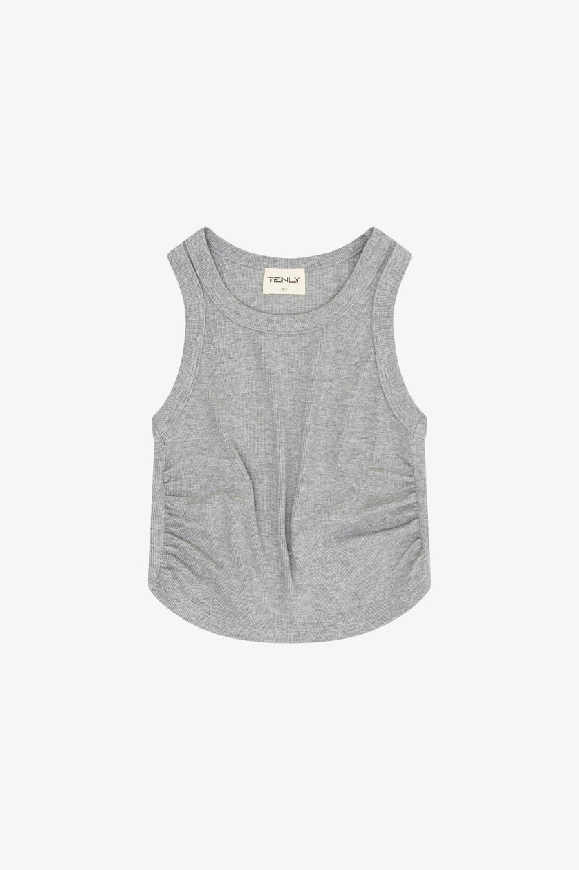 Rayon Rib Shirred Sleeveless Tank