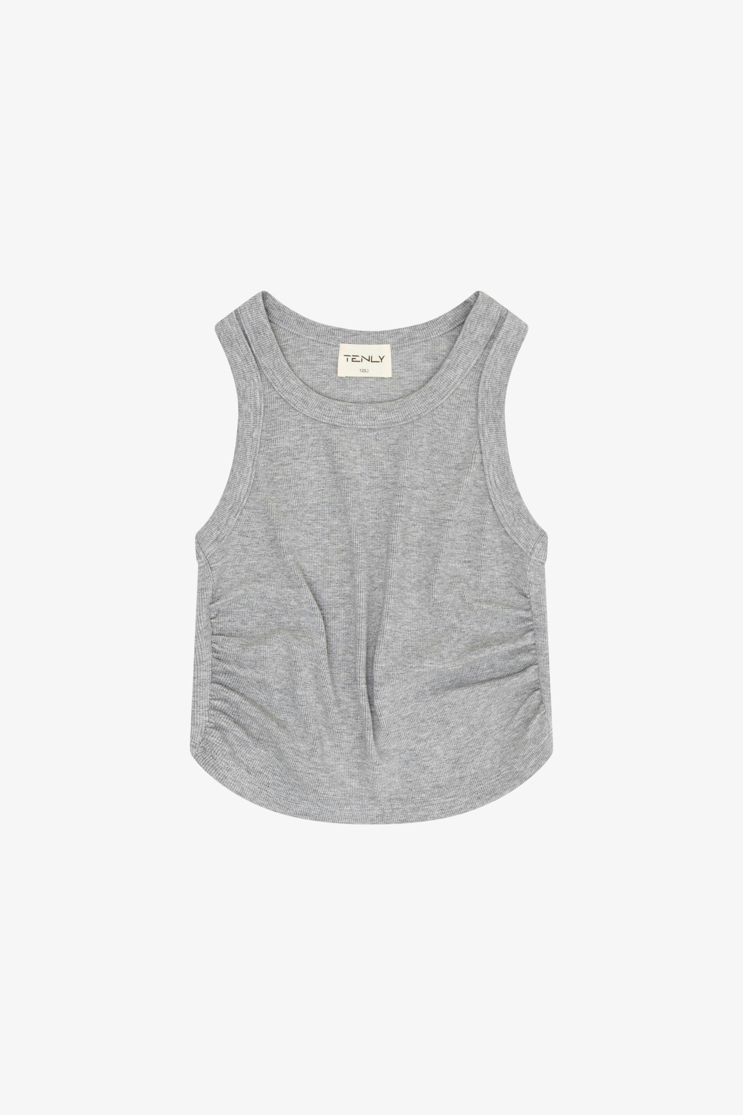 Rayon Rib Shirred Sleeveless Tank