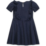 Organic Short Sleeve Knit Ruffle Dress, Blue