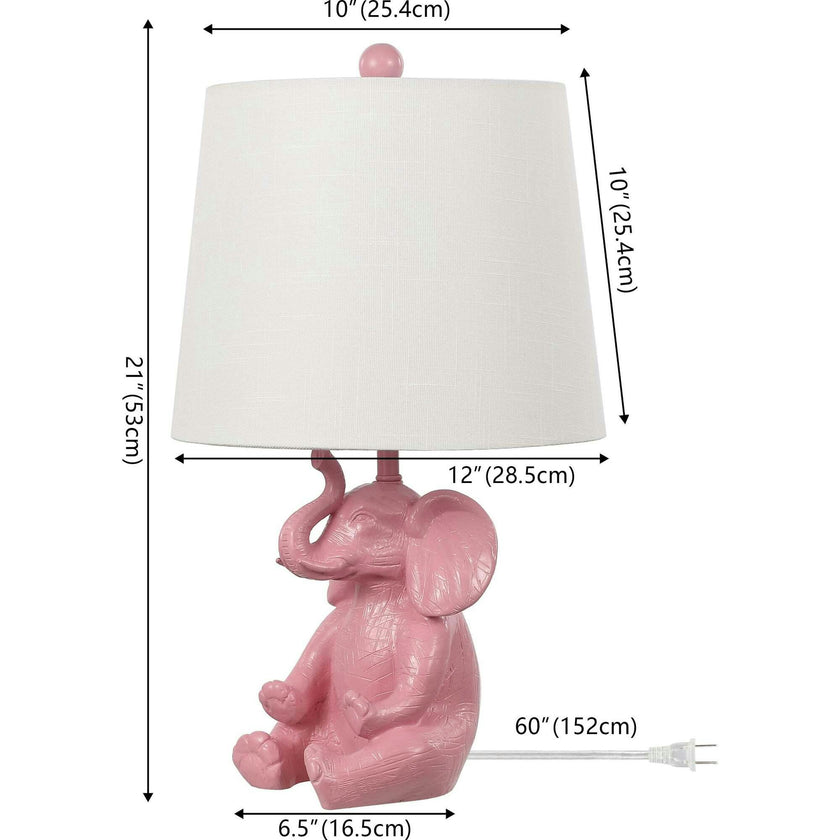 Kairi 21" Modern Shabby Chic Resin/Iron Happy Elephant LED Kids' Table Lamp with Phone Stand