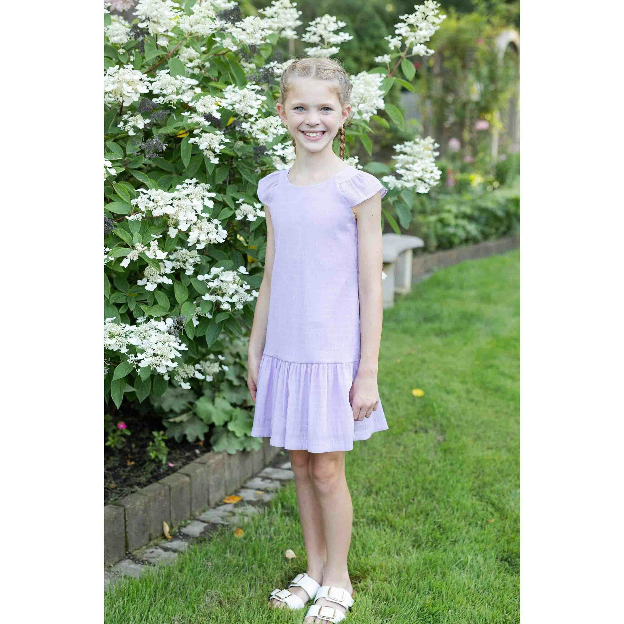 Crinkle Lawn Dress With Shirred Hem Ruffle
