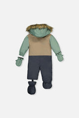 Baby One Piece Snowsuit Adapted For Car Seats Cool Dark Grey